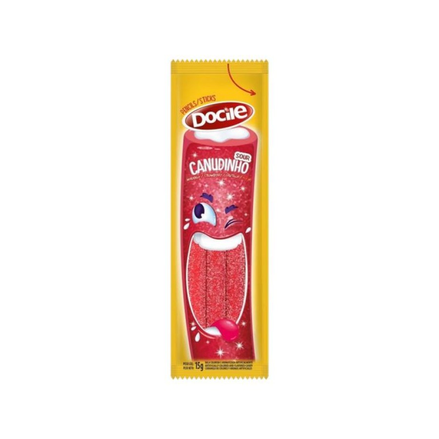 DOCILE SOUR PENCILS STRAWBERRY YELLOW