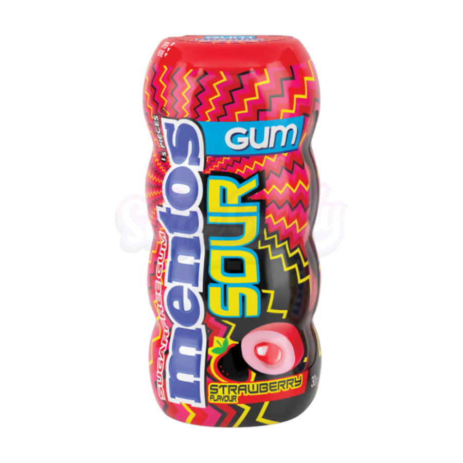 Mentos Sour Strawberry Gum Bottle 30gm